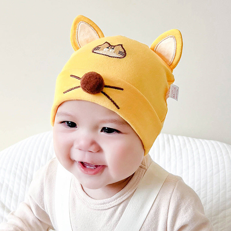 Katu Bear Infant Hat Spring & Fall 3-6-12 Months Male and Female Baby Pullover Hat Cotton 100-Day Sleeping Hat