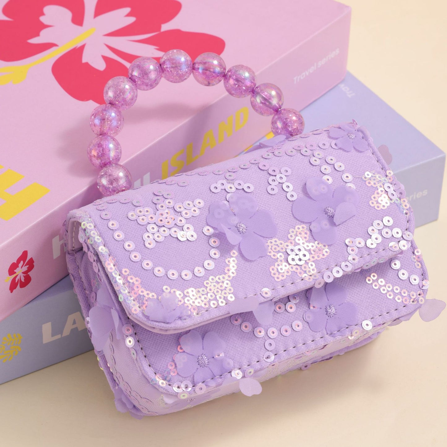 2024 new elegant princess style bag girl trend small square bag pearl portable high value sequin bag wholesale