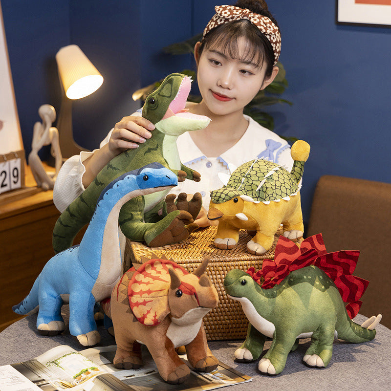 Cross-border Simulation Dinosaur Long Neck Dragon Triceratops Stegosaurus Doll Plush Toy Rag Doll Children's Day Gift