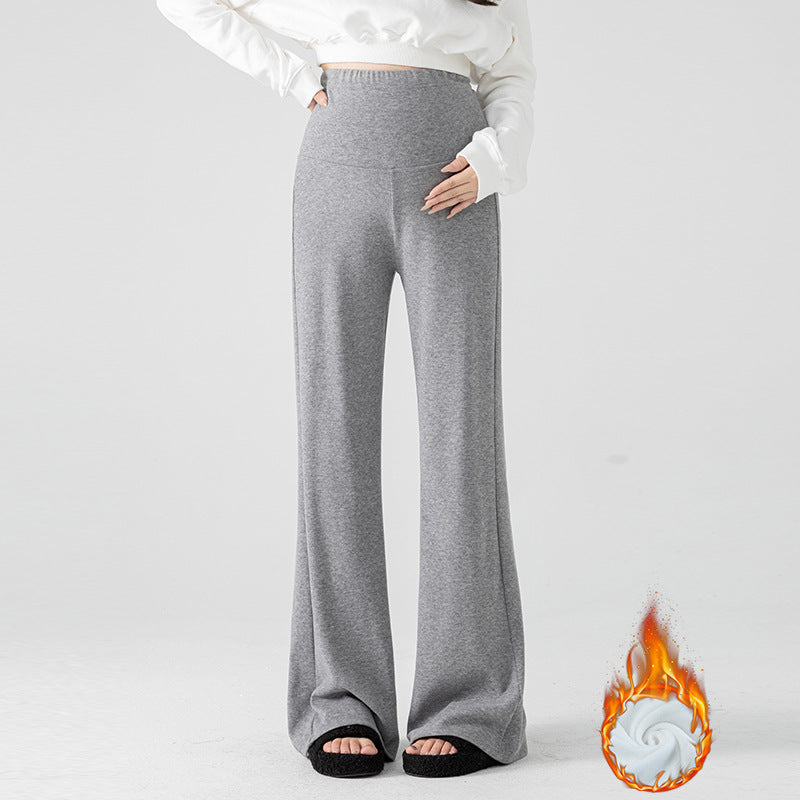 New Pregnant Women's Pants Autumn Loose Micro-flared Pants Autumn and Winter fleece-lined Thickened Pants Small Pregnant Women's Pants