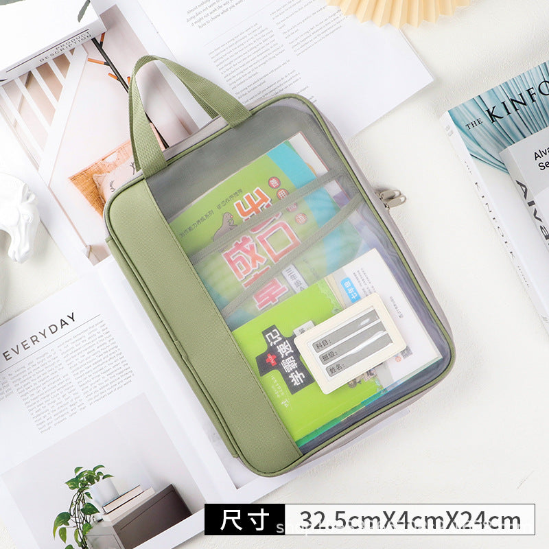 Factory Spot L-Shaped File Bag, Transparent File Bag, Handbag, Student Tutoring Bag, Test Paper Homework Bag, Study Bag