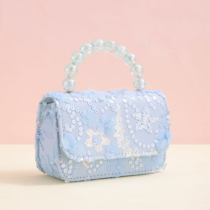 2024 new elegant princess style bag girl trend small square bag pearl portable high value sequin bag wholesale