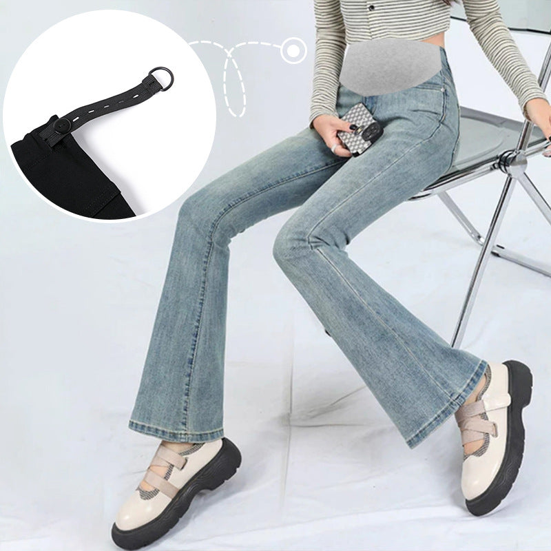 High Stretch Pregnant Women's Micro-flared Pants Spring and Autumn Pregnant Women's Jeans Slim-fit Slimming Pregnant Women's Belly-supporting Pants