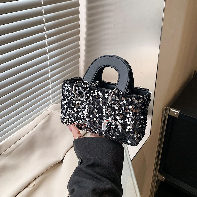 Mini Daffy Bag Girl's Princess Bag 25 Fashionable Ins Style Internet Celebrity High-end Sequins Fashion Lipstick Matching Bag