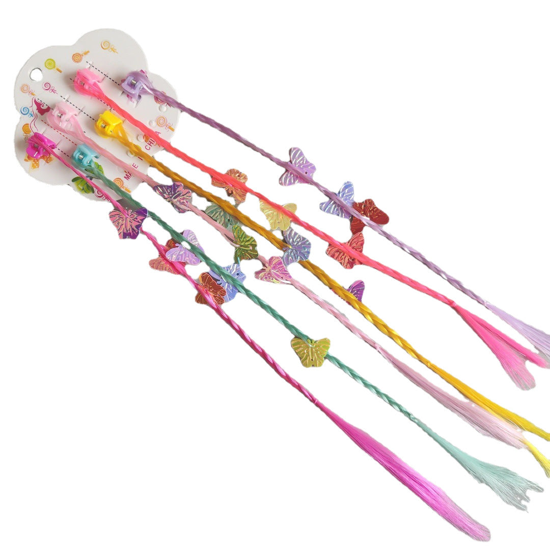 New Children's Colorful Clamp Small Braid Six-color Mixed Butterfly Love Five-pointed Star Wig Braid Performance Dirty Braids