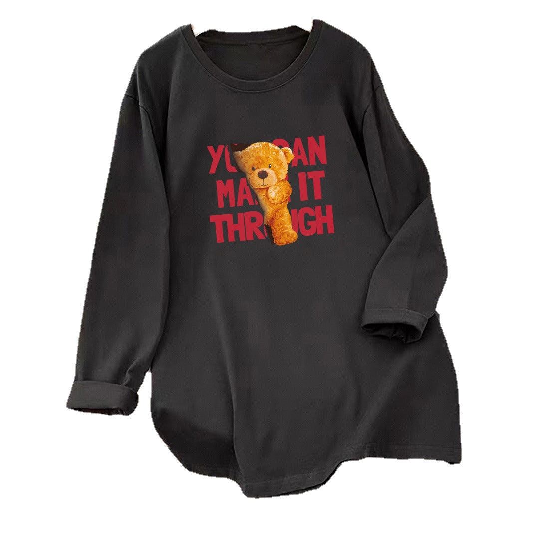 Pregnant Women's Breastfeeding Clothing Autumn and Winter Long Sleeve Mid-length Korean Style Loose plus size Base Shirt Nursing Clothing Outer Wear T-shirt for Women