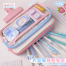 Large and Small Color Matching O00 Pencil Bag Transparent Large Capacity Stationery Bag Creative Multifunctional Stationery Bag Ins Japanese Style High Value