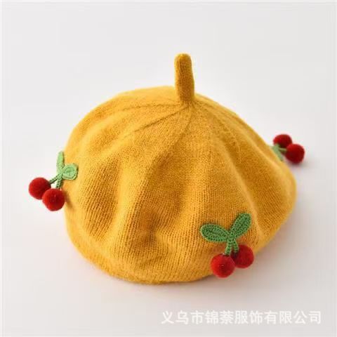 Spring and Autumn Korean Style Baby Boy and Girl Candy Color All-match Knitted Beret Children's Western Style Casual Wool Hat Paintler Hat