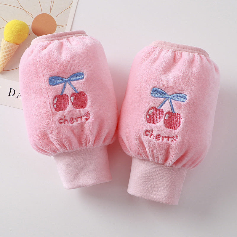 Children's Sleeve Lined Crystal Velvet Anti-Stain and Dirt-Resistant Autumn and Winter New Style Cute Three-Dimensional Embroidery for Boys and Girls