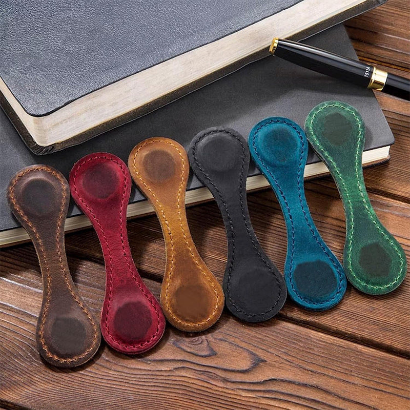 European-Style Retro Genuine Leather Magnetic Bookmarks, Creative Magnetic Planner Markers, Student Reading Page Clips, Magnetic Bookmarks