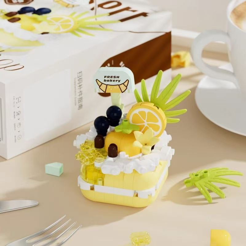 Bricks Also Birthday Cake Handmade Dessert Ornaments Compatible with Lego Cake Blocks Assembled Toys Children's Children's Day Gift