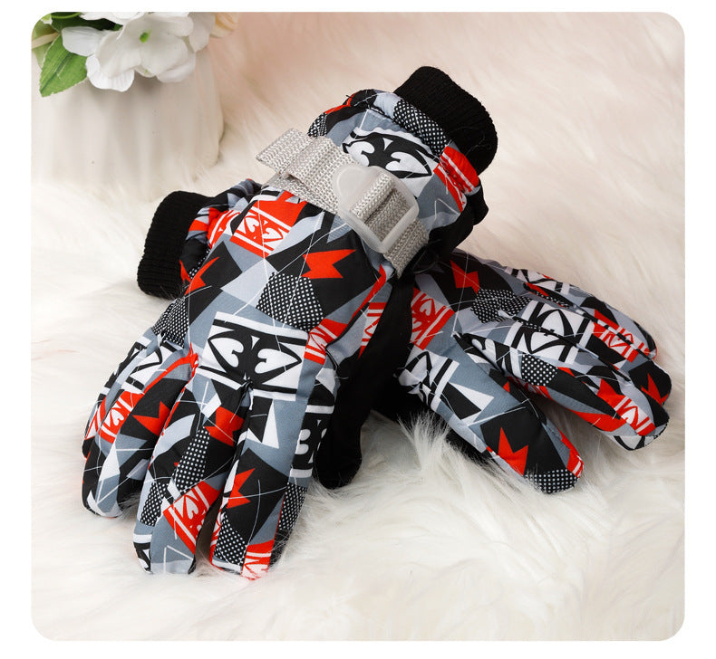 3-10 children's ski gloves outdoor riding gloves winter warm waterproof children's gloves play snow not wet hands