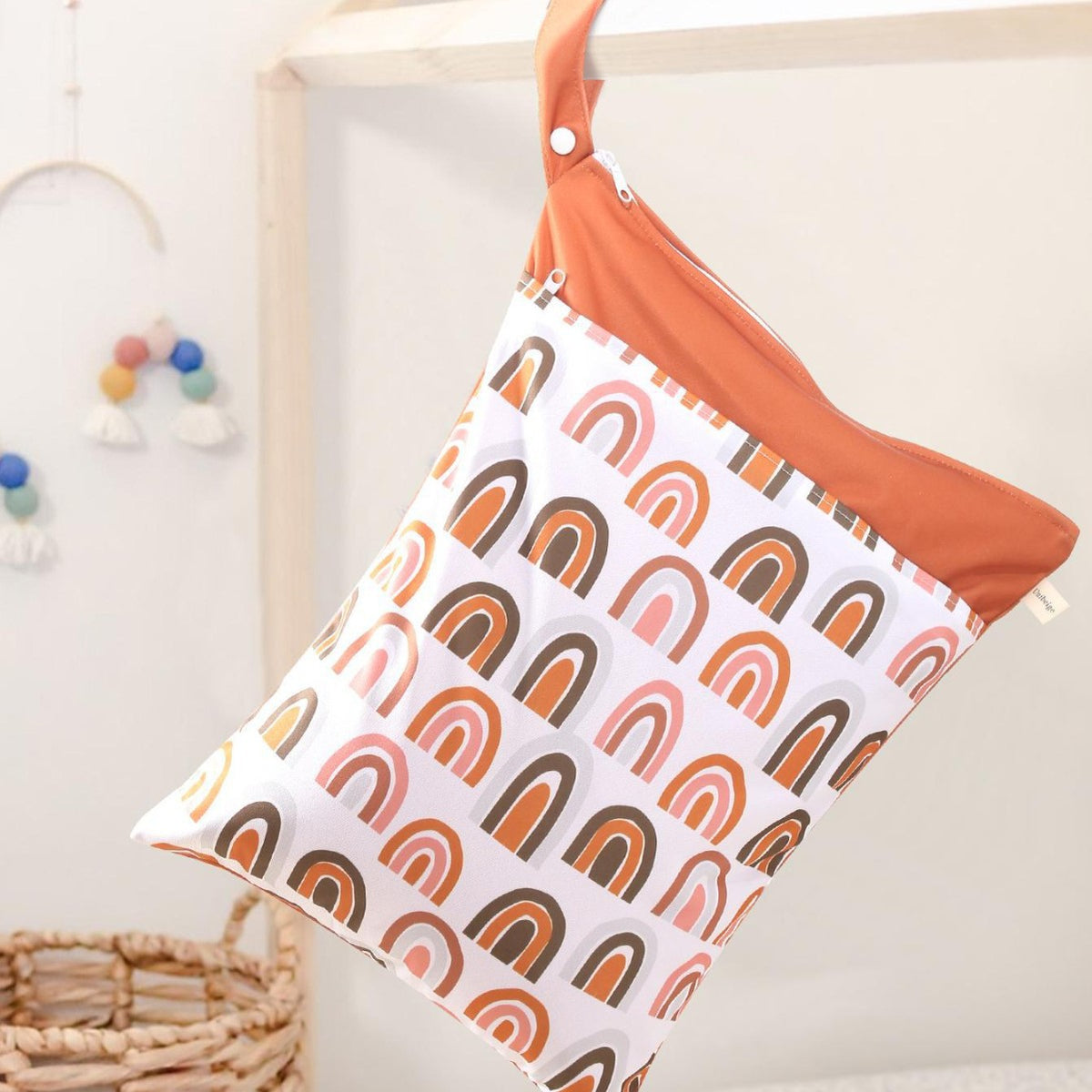 Ins Baby Room Decorative Storage Hanging Bag Cross-border Hot Selling Baby Diaper Bag Wetbag Dry and Wet Separation 30*40