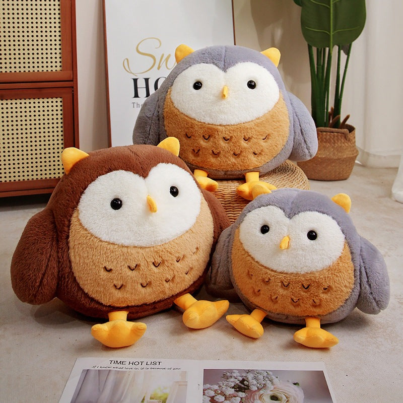 Cute and Cute Round Owl Doll Plush Toy Children's Companion Comfort Cloth Doll Girl's Birthday Gift