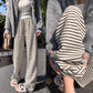 Maternity fleece-lined Black and White Striped Towel Velvet Wide Leg Pants Autumn and Winter New Loose Drawstring Sports Pants Casual Pants