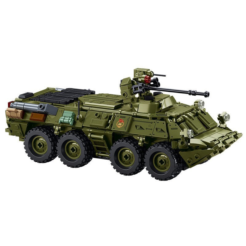 Little Luban B1251Btr80As Infantry Fighting Vehicle Building Blocks Military Tank Model Educational Assembly Toy Cross-Border Male