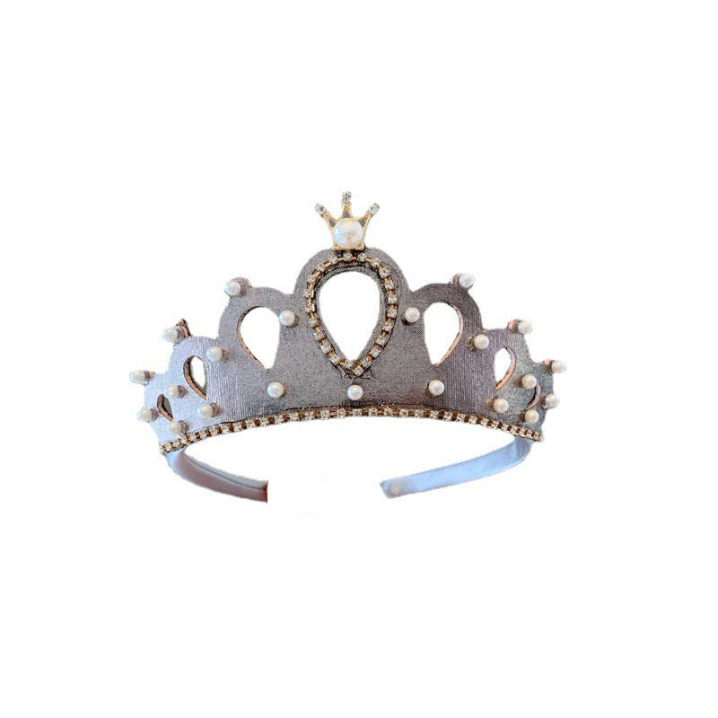 Princess Crown Headband Card Girls Performance Birthday Hair Accessories Pearl Crown Headband Little Girl Summer Children's Headwear