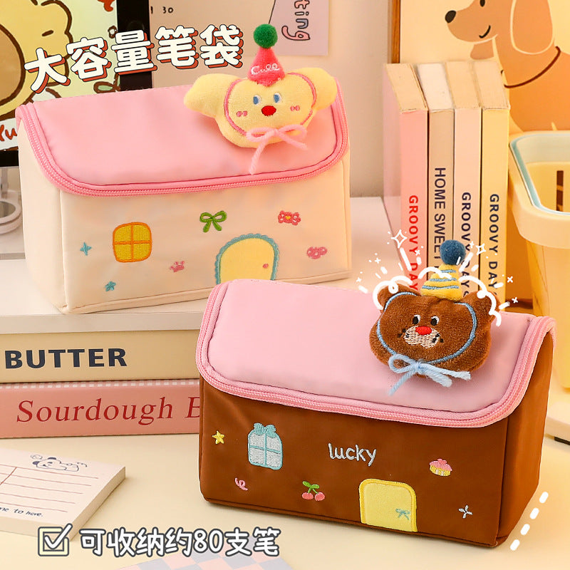 2026 New Style House Pencil Case for Junior High School Girls and Elementary School Students, High-Value Stationery Box for Girls, Large-Capacity Pencil Case