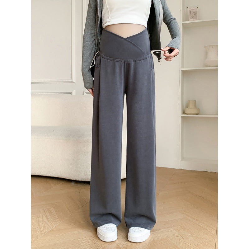 Real shot pregnant women pants spring and autumn outer wear 2025 new casual wide leg pants early pregnancy pants maternity spring clothes