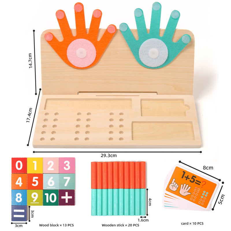 Children's Finger Arithmetic Educational Teaching Aids Addition and Subtraction Arithmetic Palm Mathematics Enlightenment Wooden Toys Kindergarten