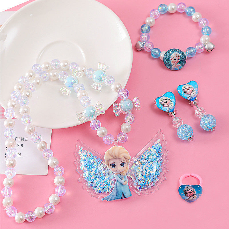 mermaid necklace diy pearl non-allergic beaded suit children cute mermaid princess necklace jewelry