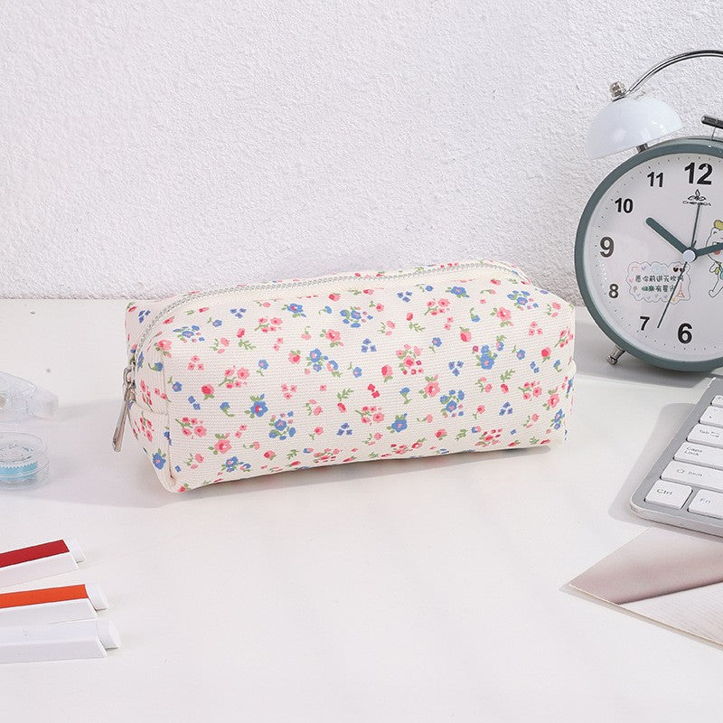 2025 New Small Floral Pencil Bag, Simple and High-Looking Student Stationery Bag, Large Capacity Pencil Bag, Makeup Storage Bag