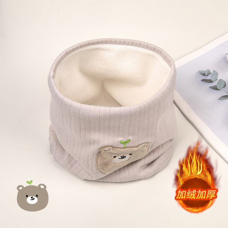 Children's Neck Warmer Autumn and Winter Fleece-Lined Warm A-Class Scarf Thickened Windproof Neck Gaiter Multifunctional Hat Neck Protector Cartoon