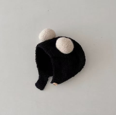 Korean Style Ins Autumn and Winter New Baby Ear Protection Cap Warm Cold-proof Cap Comfortable Baby Double Ball Soft Waxy Baotou Cap Trendy