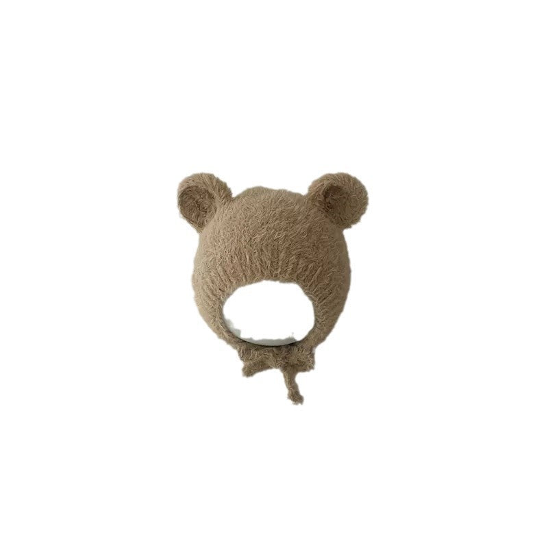 Cold-proof foreign-style cold hat cute warm lace solid color plush toddler hat baby autumn and winter hat baby ear protection