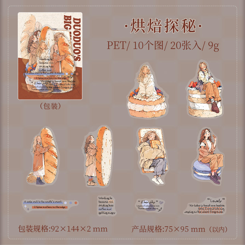 Duoduo's Big World Character Pet Die-Cut Stickers Healing Girl Large Size Basic Material Stickers for Journals