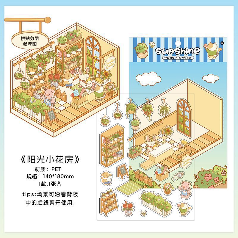 Infeel.Me Extra Large Scenery Stickers Today's Business Hours Open - Part Twelve DIY Journal Scene Stickers