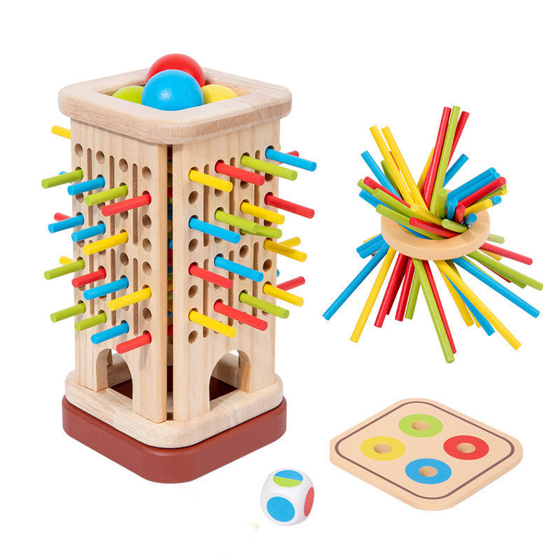 Early Education Children's Three-in-One Stick Game Baby Stick Color Classification Pitching Montessori Wooden Toys