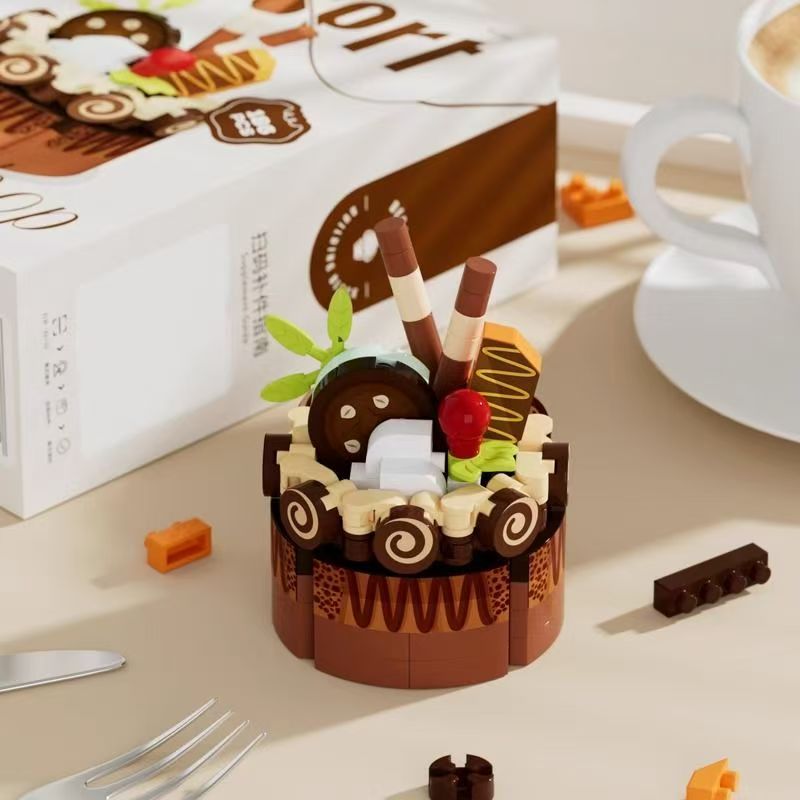 Bricks Also Birthday Cake Handmade Dessert Ornaments Compatible with Lego Cake Blocks Assembled Toys Children's Children's Day Gift
