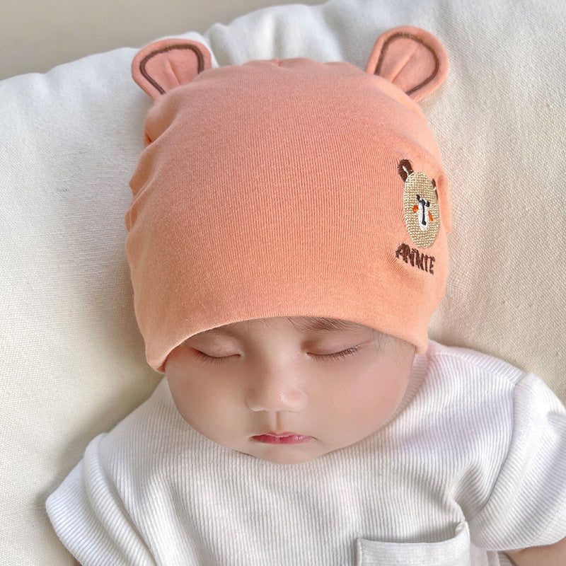 Katu Bear Infant Hat Spring & Fall 3-6-12 Months Male and Female Baby Pullover Hat Cotton 100-Day Sleeping Hat