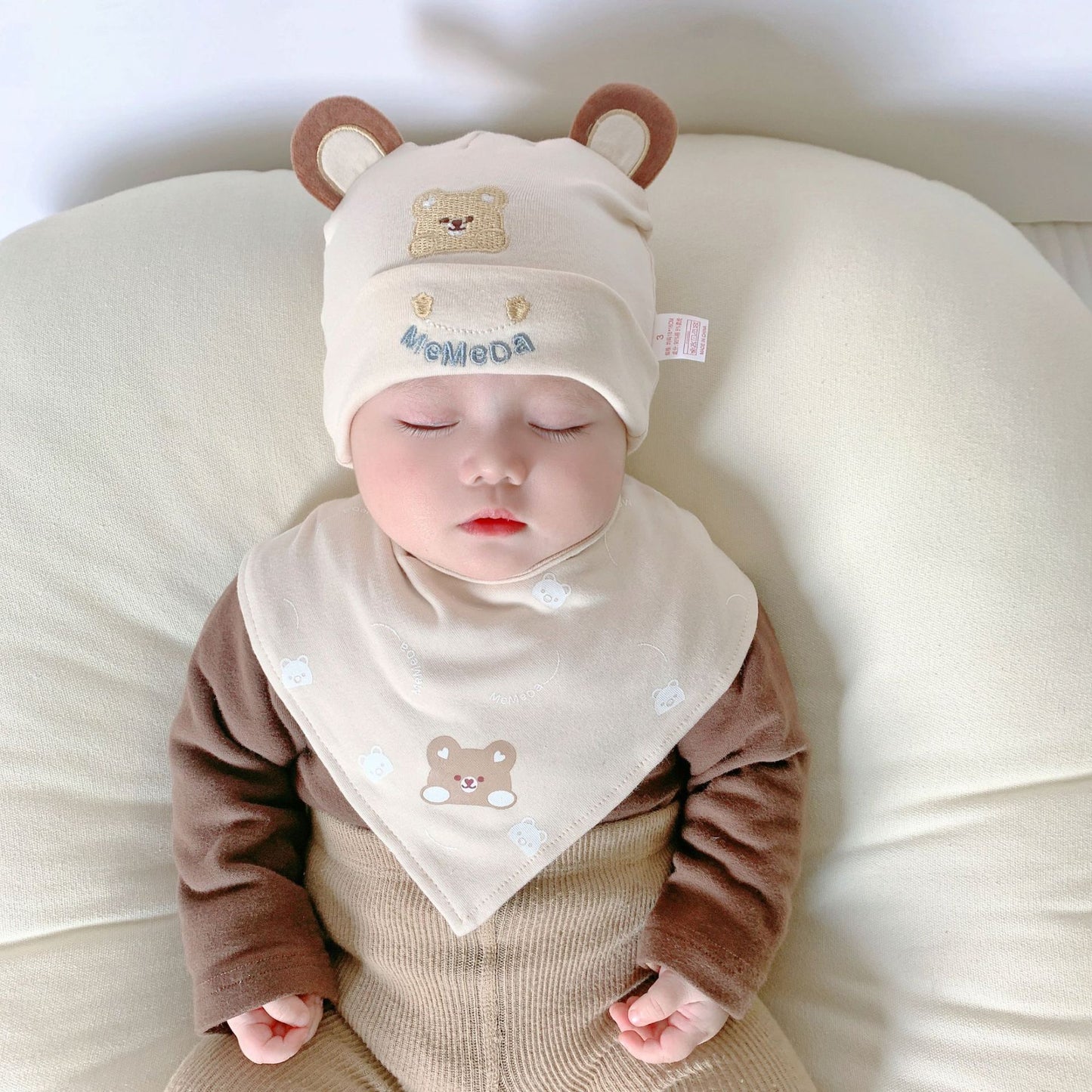 Katu Bear Infant Hat Spring & Fall 3-6-12 Months Male and Female Baby Pullover Hat Cotton 100-Day Sleeping Hat