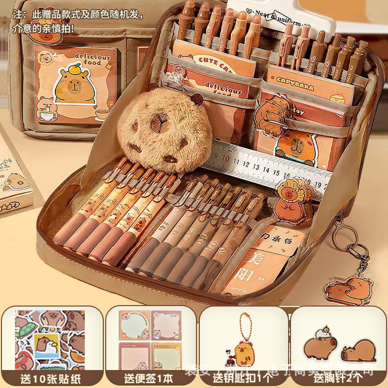 Capibala Capybara Pencil Case Large Capacity 12-Layer Coffee Maillard High-Value Multi-Function Pencil Case