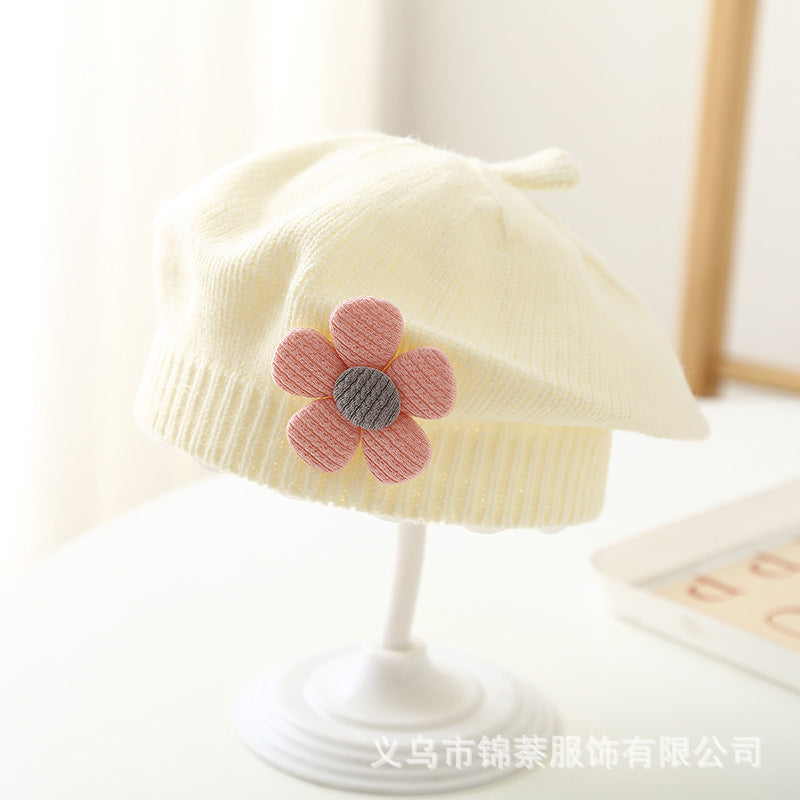 Spring and Autumn Korean Style Baby Boy and Girl Candy Color All-match Knitted Beret Children's Western Style Casual Wool Hat Paintler Hat