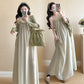 Maternity summer dress 2025 new pregnant mother wear plus size suspenders skirt suit fashion fashion