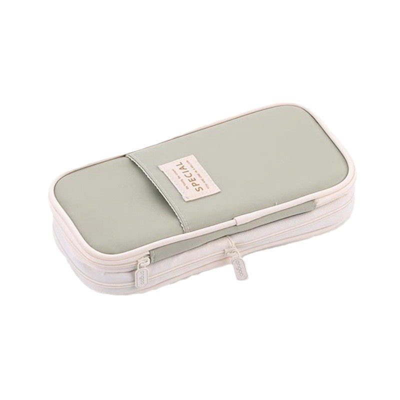 Solid Color Large-Capacity Pencil Bag for Men and Women Multi-Layer Junior High School and High School Simple Primary School Pencil Bag Stationery Box High-Value Wholesale