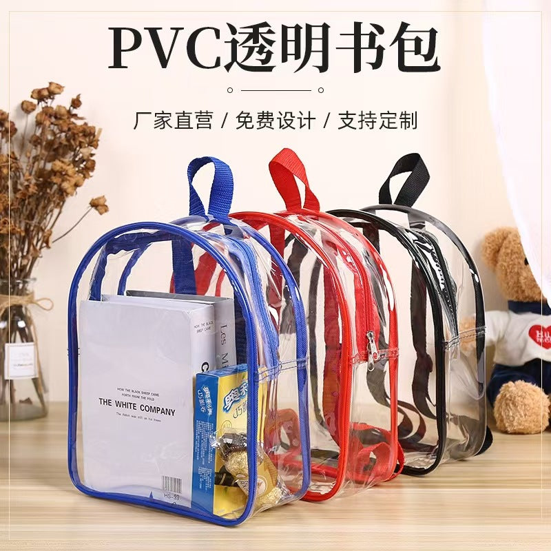 Pvc Transparent Waterproof Portable Backpack Children's Day Fashion Unisex Waterproof Primary School Bag