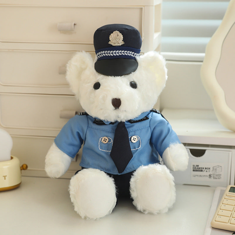 Police Bear Doll Traffic Police Bear Doll Uniform Fire Suit Teddy Bear Plush Toy Internet Red Bear Doll