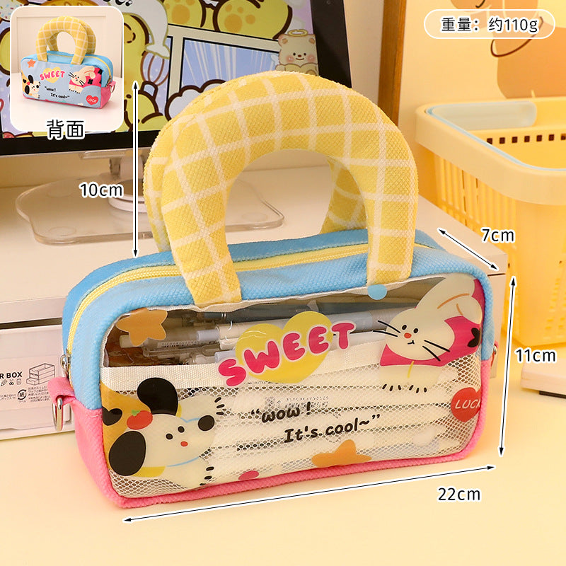 Good-Looking Student Handbag, Small Backpack, Cute Contrasting Color Small Shoulder Bag, Stationery Bag, Large Capacity Pencil Case