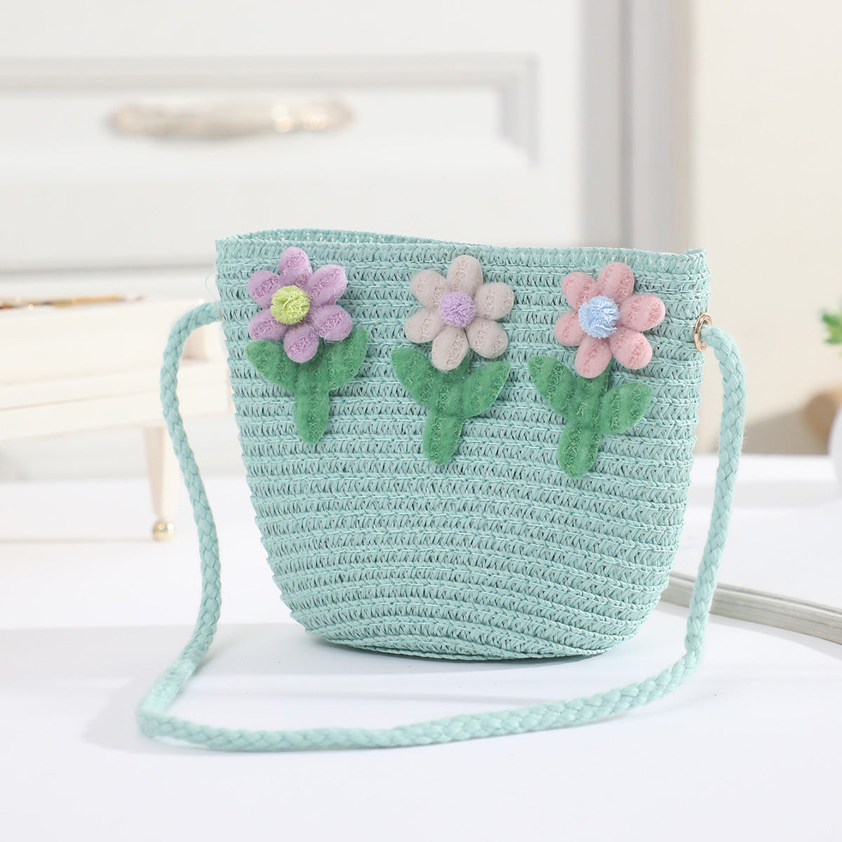 Cross-border New Children's Bag Spring and Summer New Children's Crossbody Bag Handmade Straw Satchel Travel Mini Coin Purse