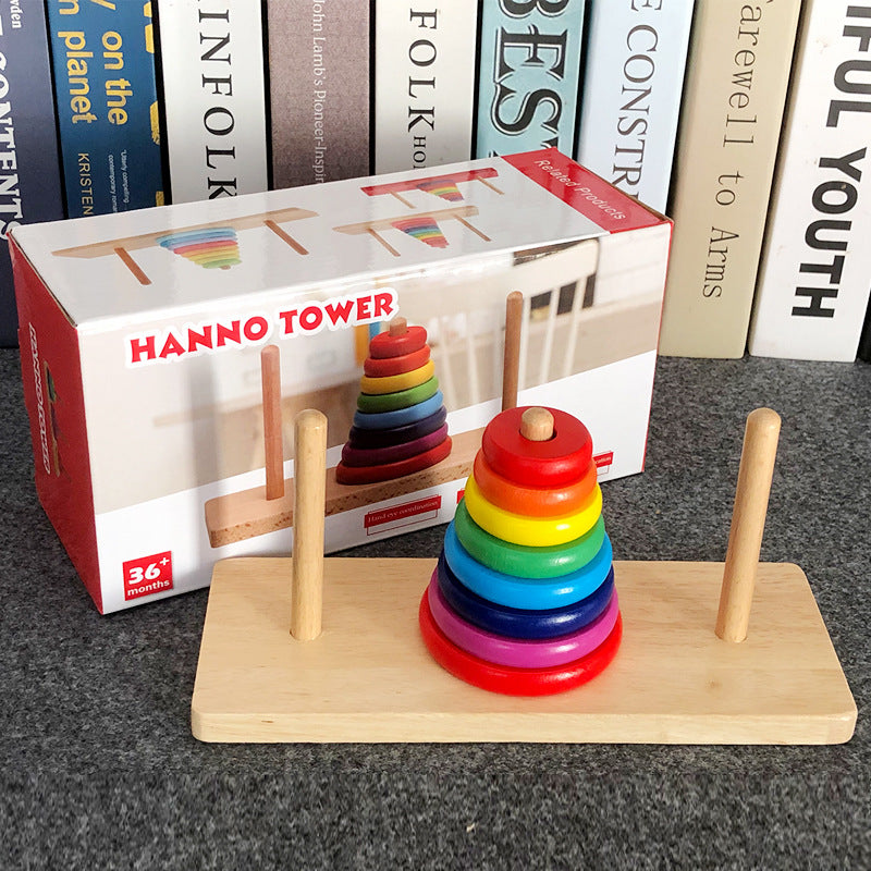 Large Hannoy Tower Wooden 8-Layer 8-Layer Educational Children Hanrota Toy for Primary School Students Logical Thinking Training