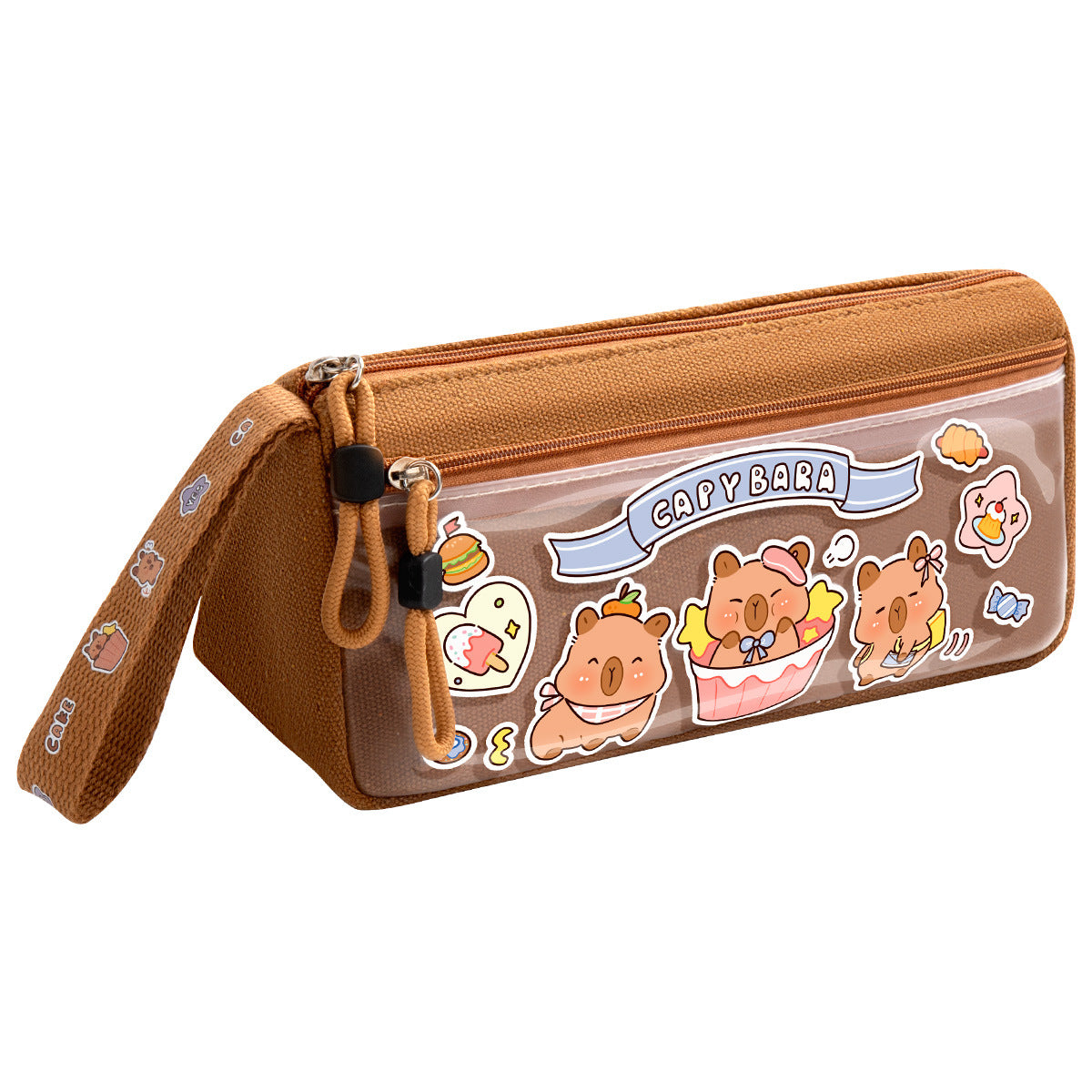 Double-Layer Capibara Pencil Case 2025 New Model Large Capacity Transparent Stationery Box for Girls and Boys Primary School Students Pencil Bag