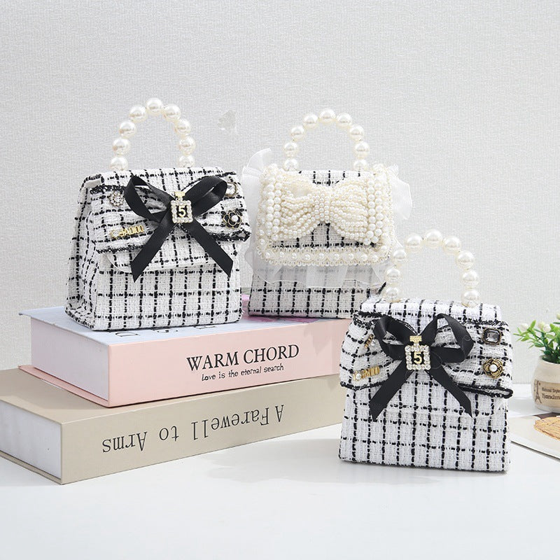 Cross-border new cotton and linen pearl portable children's messenger bag kindergarten children DIY naked bag manufacturers wholesale