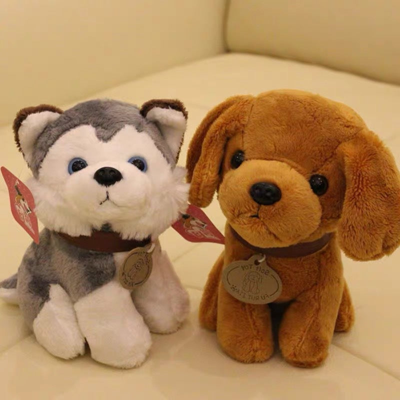 Factory wholesale simulation of eight dogs plush toys husky schnaub puppet children's birthday gift