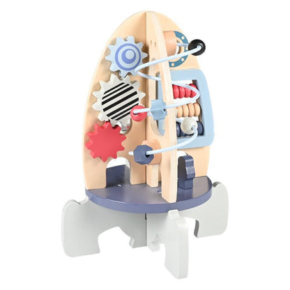 New Children's Wooden Space Rocket Multi-Functional Educational Early Education Around Beads Montessori Toys Customized