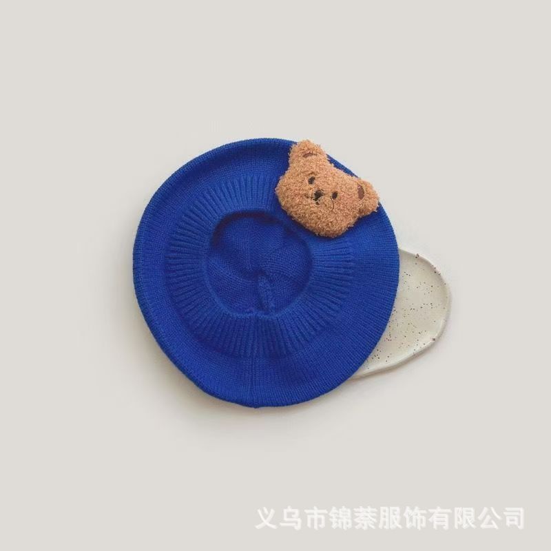 Spring and Autumn Korean Style Baby Boy and Girl Candy Color All-match Knitted Beret Children's Western Style Casual Wool Hat Paintler Hat