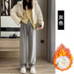 Maternity clothes 2024 autumn and winter New Korean style fashionable cashmere stripe fleece-lined thickened belly support wide-leg pants for pregnant women